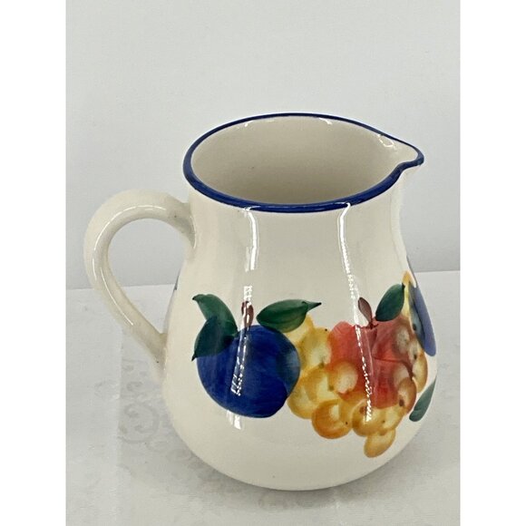 Hand-Painted Dansk Ceramic Pitcher With Fruit Design Made In Italy - Picture 5 of 8